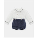 Martin Aranda - Baby Boy Set Shirt & Boys Shorts With Suspenders Velour Dark Blue Image 1