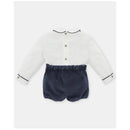 Martin Aranda - Baby Boy Set Shirt & Boys Shorts With Suspenders Velour Dark Blue Image 2