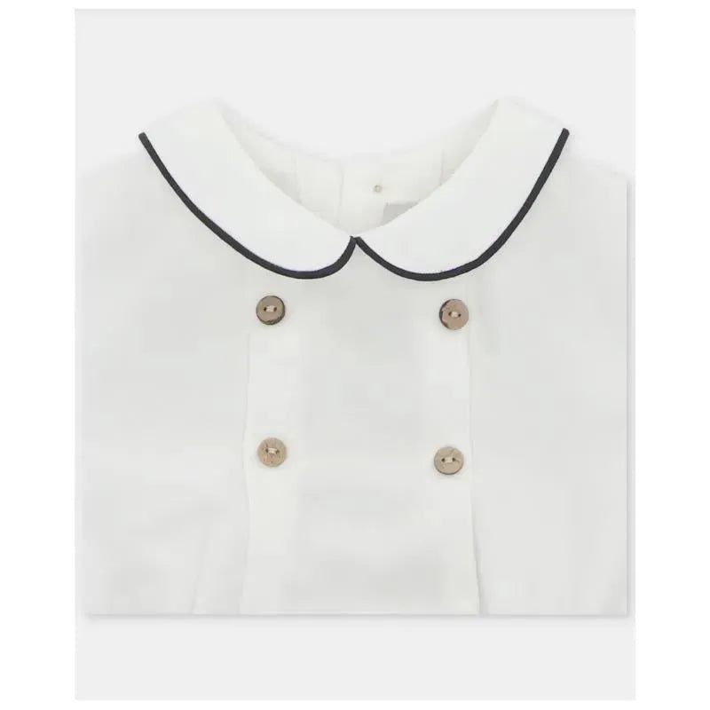 Martin Aranda - Baby Boy Set Shirt & Boys Shorts With Suspenders Velour Dark Blue Image 3