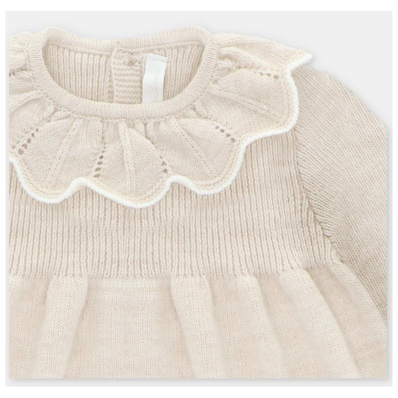 Martin Aranda - Baby Girl Draylon Knitted Dress Liverpool Beige Image 3