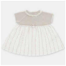 Martin Aranda Baby Girl Dress Knit & Woven Combo Quebec, Beige Mix Image 1