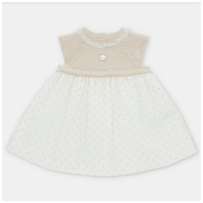 Martin Aranda - Baby Girl Dress Knit & Woven Fabric, Plumeti Volterra, Arena Image 1