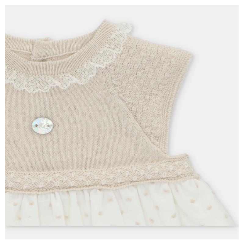 Martin Aranda - Baby Girl Dress Knit & Woven Fabric, Plumeti Volterra, Arena Image 3
