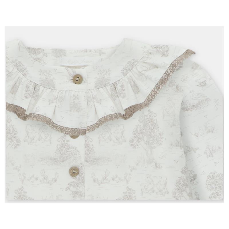 Martin Aranda - Baby Girl Dress Toile De Jouy Newport White & Beige Image 3