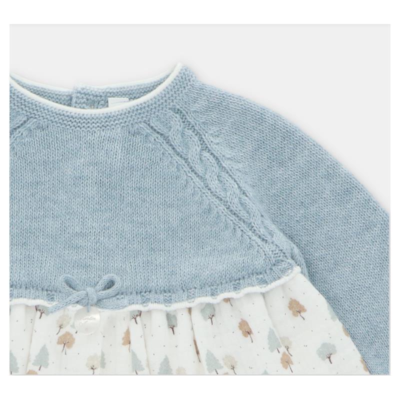 Martin Aranda - Baby Girl Knit/Woven Mix Dress Sheffield Blue Grey Image 3
