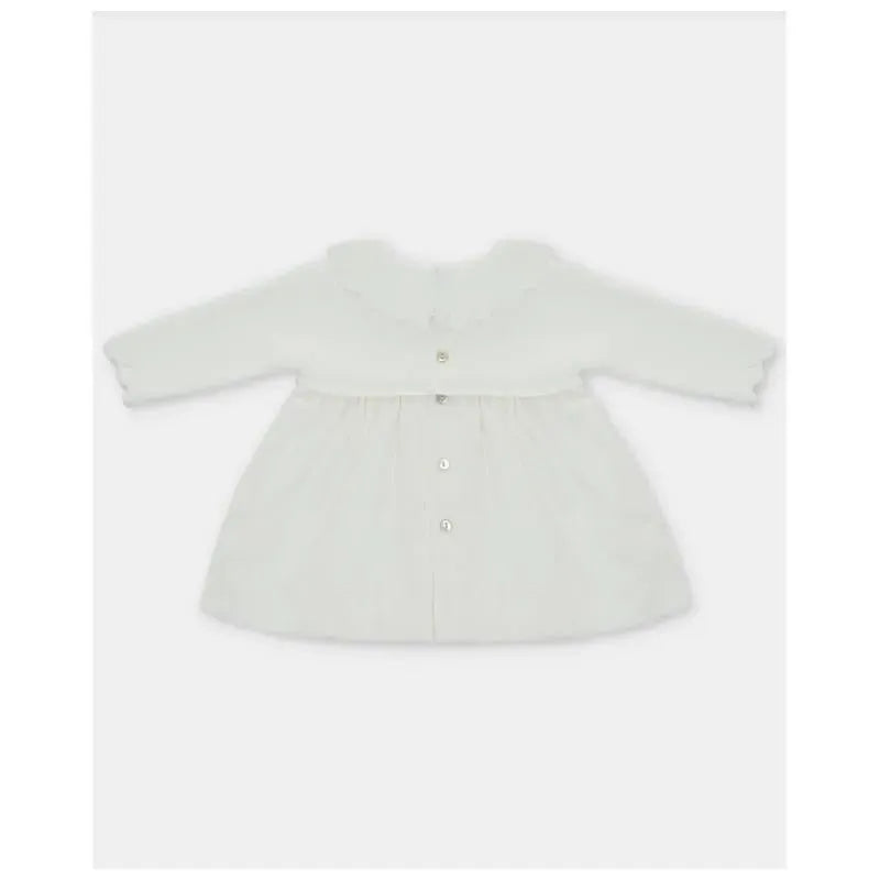 Martin Aranda - Baby Girl Knit Woven Mix Dress Tenerezza, Ivory Image 2