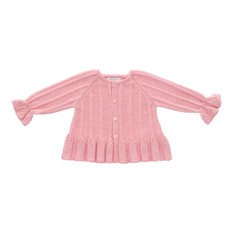 Martin Aranda - Baby Girl Long Cardigan Knit Marsala, Pink Image 1