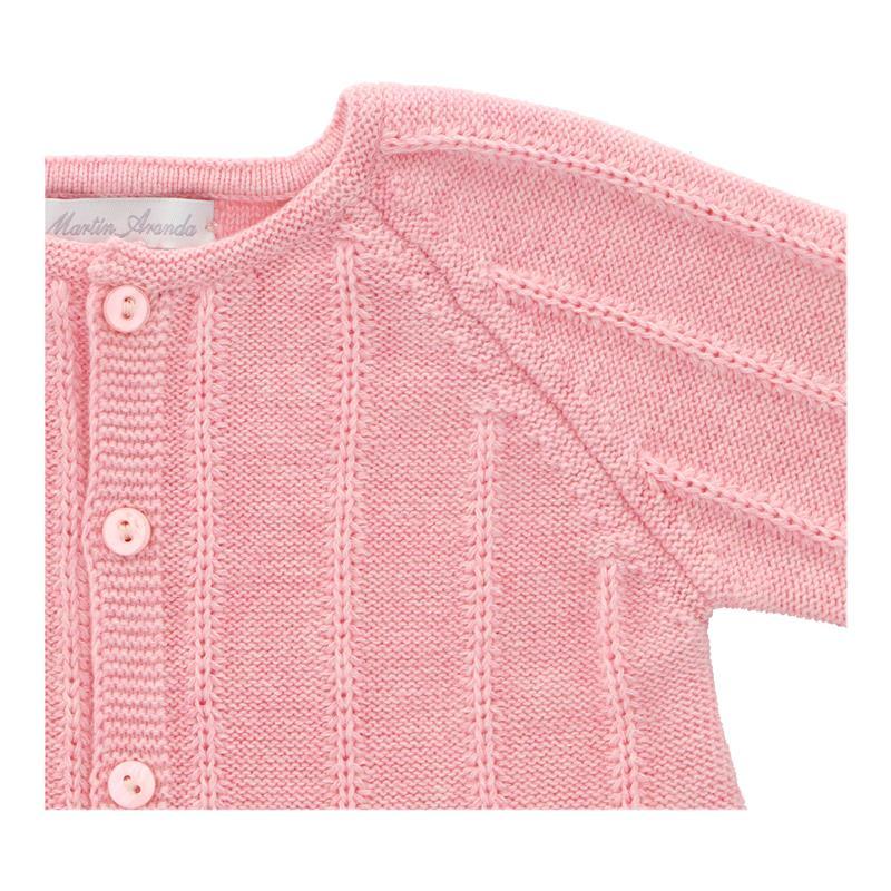 Martin Aranda - Baby Girl Long Cardigan Knit Marsala, Pink Image 3