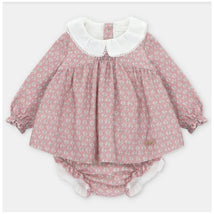 Martin Aranda - Baby Girl Printed Dress & Matching Bloomer Cardiff Pink Nude Image 1