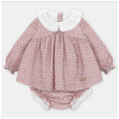 Martin Aranda - Baby Girl Printed Dress & Matching Bloomer Cardiff Pink Nude Image 1
