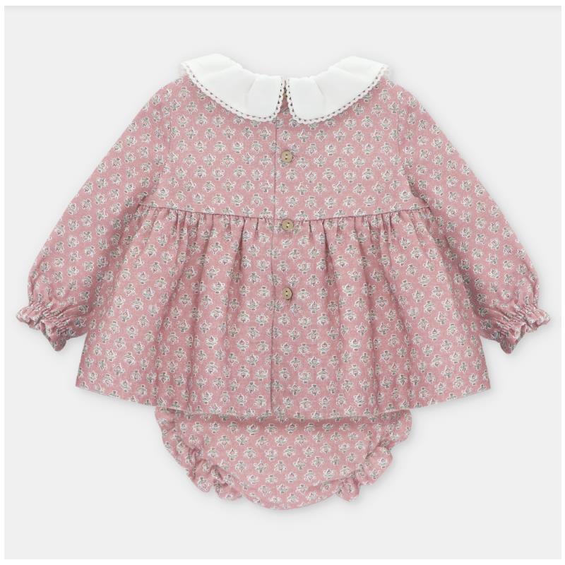 Martin Aranda - Baby Girl Printed Dress & Matching Bloomer Cardiff Pink Nude Image 2