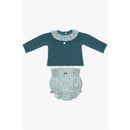 Martin Aranda - Baby Set Sweater & Bloomer Petit Flowers, Green Image 1