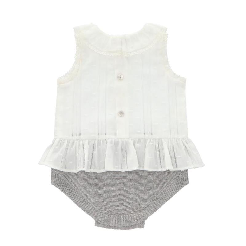 Martin Aranda - Baby Short Romper Knit & Woven Girl Perl, Grey Image 2