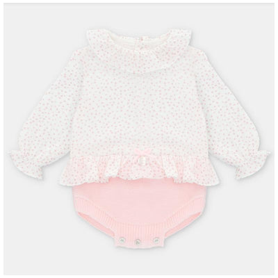 Martin Aranda - Draylon Knit & Woven Short Romper Preston, Light Pink & White Image 1
