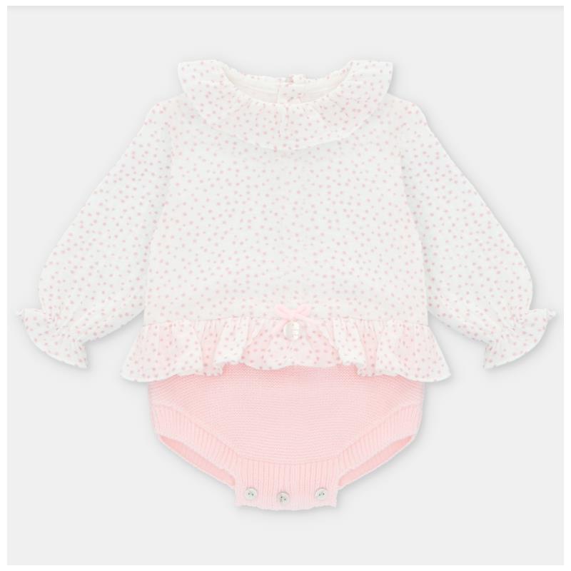 Martin Aranda - Draylon Knit & Woven Short Romper Preston, Light Pink & White Image 1