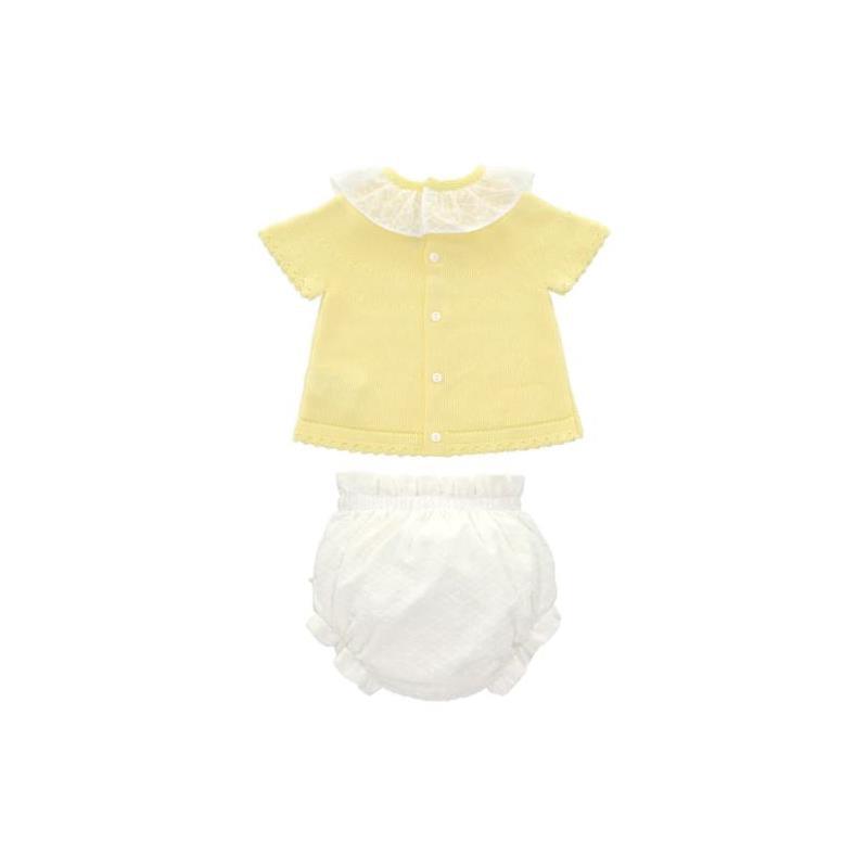 Martin Aranda - Set Jumper & Nappy Cover Knit & Woven Girl Capri, Yellow/White Image 2
