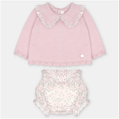 Martin Aranda Set Sweater & Bloomer In Sweater Knit And Fabric Mix, Lena Dusty Rose