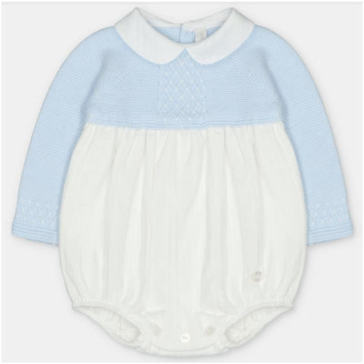 Martin Aranda Short Romper In Sweater Knit & Fabric Mix, Boal Light Blue
