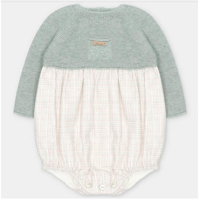 Martin Aranda Short Romper In Sweater Knit & Fabric Mix, Pravia Sage