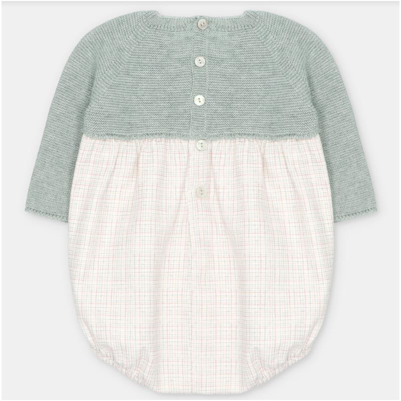 Martin Aranda Short Romper In Sweater Knit & Fabric Mix, Pravia Sage