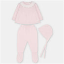 Martin Aranda Top, Leggings With Feet & Bonnet In Sweater Knit Cotton Set Blend, Boal Baby Pink