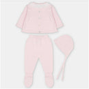 Martin Aranda Top, Leggings With Feet & Bonnet In Sweater Knit Cotton Set Blend, Boal Baby Pink