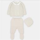 Martin Aranda Top, Leggings With Feet & Hat In Sweater Knit Cotton Set Blend, Aller Beige