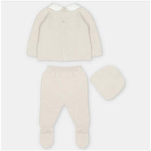 Martin Aranda Top, Leggings With Feet & Hat In Sweater Knit Cotton Set Blend, Aller Beige
