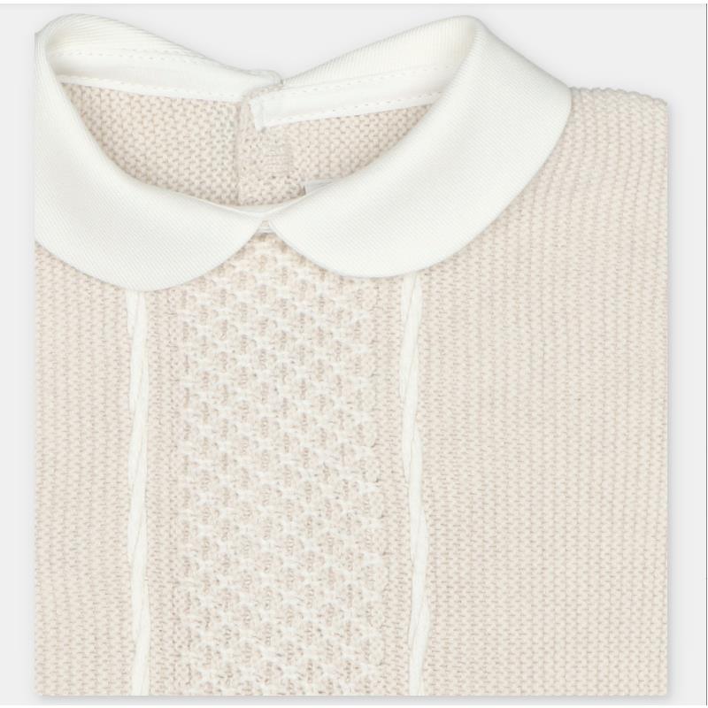 Martin Aranda Top, Leggings With Feet & Hat In Sweater Knit Cotton Set Blend, Aller Beige