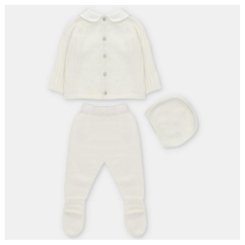 Martin Aranda Top, Leggings With Feet & Hat In Sweater Knit Cotton Set Blend, Amieva Blue Grey