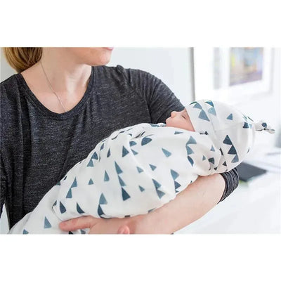 Mary Meyer - Lulujo Hello World Hat & Swaddle Set, Navy Triangles Image 2