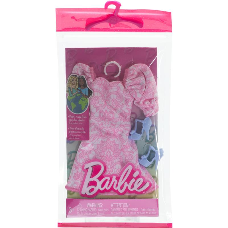 Mattel - Barbie Complete Looks Complete Outfit With Pink Puff Sleeve Dress, Necklace, And Bow Heels Image 3