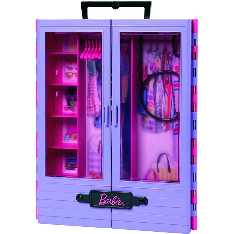 Mattel Barbie Closet / Wardrobe Pink & Black Doll Storage Carry