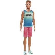 Mattel - Barbie Ken Doll, Brunette Cropped Hair & Vitiligo in Malibu Tank Image 1
