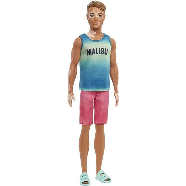 Mattel Barbie Ken Doll, Brunette Cropped Hair Vitiligo in Malibu T