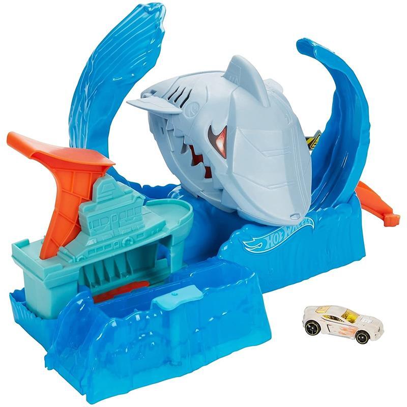 Mattel Hot Wheels City Color Changing Robo Shark Jump Frenzy Play Set Image 3