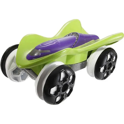Hot Wheels Color Shifters toy car featuring a sleek green design with a purple top and black wheels.
