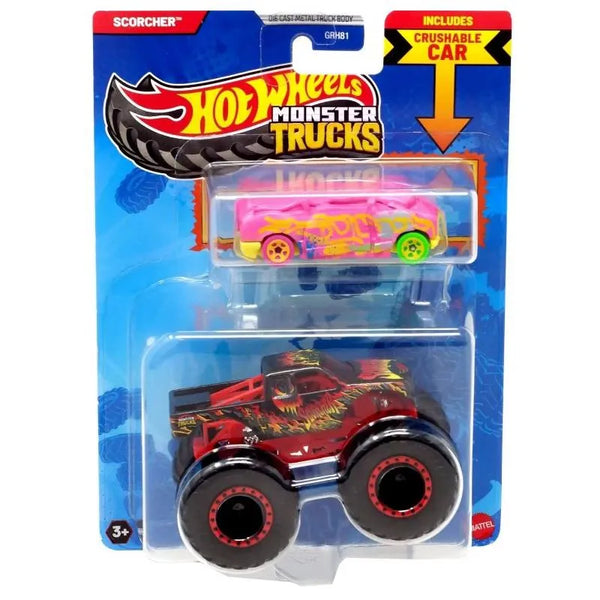 Mattel Hw Mt Die-Cast Truck Scorcher And Crushed Van Blind-Sided