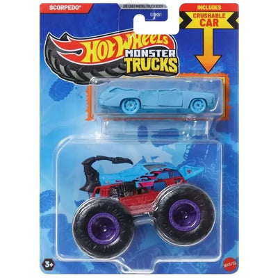Mattel - Hw Mt Die-Cast & Truck Scordpedo And Crushed Wagon - Flat Iron Image 1