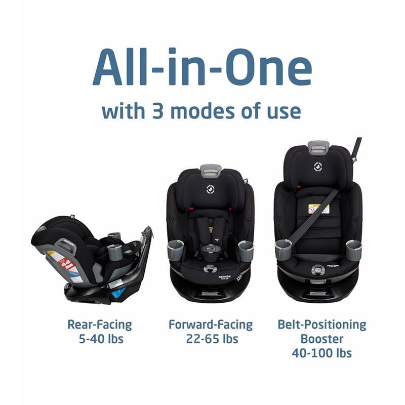 Maxi-Cosi - Emme 360 All-in-One Rotational Convertible Car Seat, Midnight Black Image 2