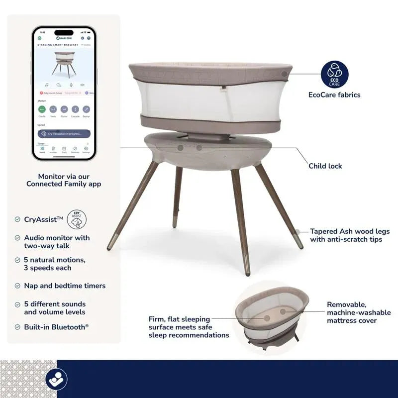 maxi cosi connected Maxi Cosi Starling Smart Bassinet Onyx Heritage