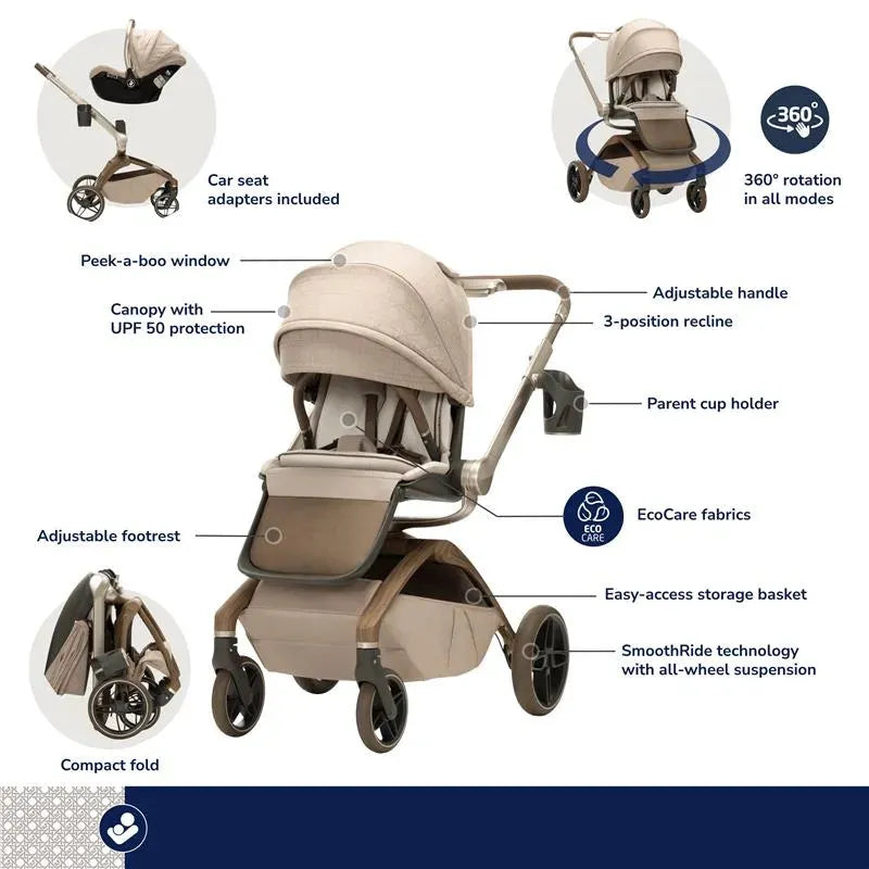 maxi-cosi car seat and stroller Maxi-Cosi Kindred Tana 360 Rotating Modular Stroller Natural Heritage