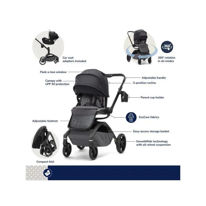 360 car seat with stroller Maxi Cosi Tana 360 Rotating Modular Stroller, Onyx Heritage