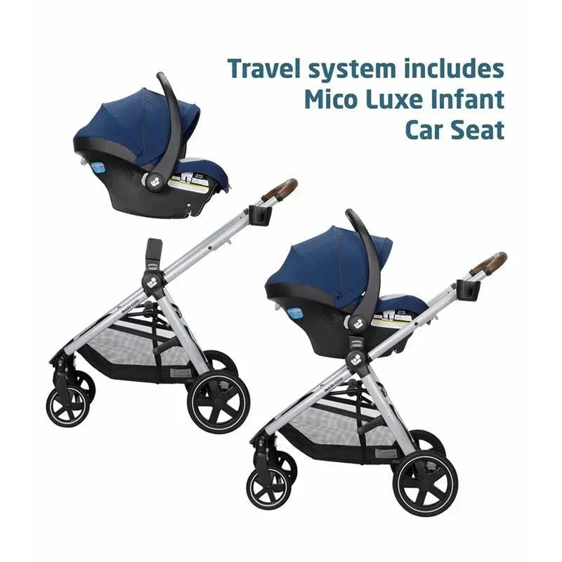 maxi cosi 2 seat stroller Maxi-Cosi Zelia Luxe 5-in-1 Modular Travel System, New Hope Navy