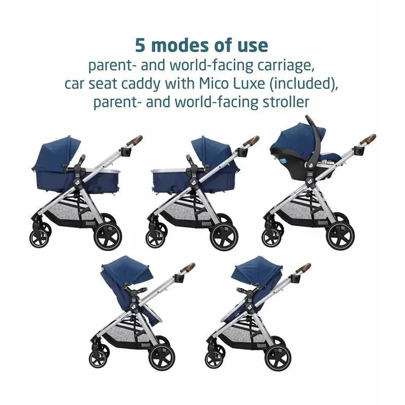 tr427 maxi cosi zelia 2 max travel system mxp Maxi-Cosi Zelia Luxe 5-in-1 Modular Travel System, New Hope Navy