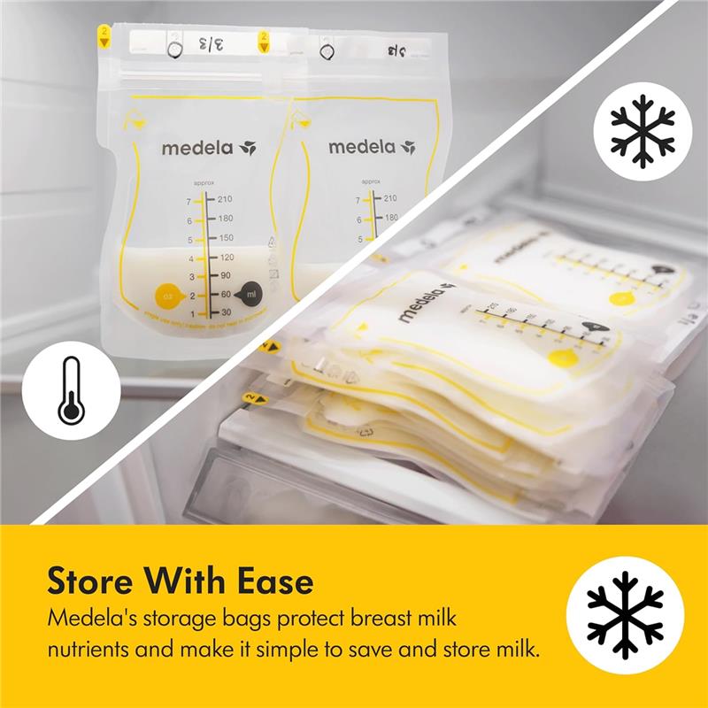 Medela - Easy Pour Breastmilk Storage Bags 100 Count 7oz/210ml Disposable, Leakproof, Fast Freeze Image 4