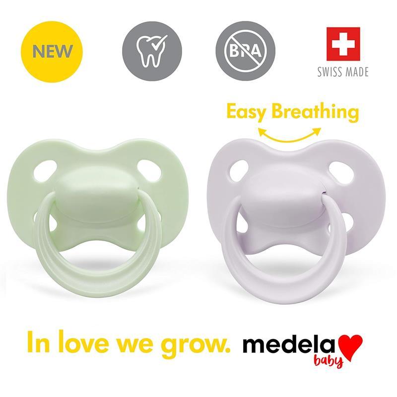 Medela - 2Pk Baby Pacifier, Jade Green & Calm Grey Image 3
