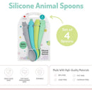 Melii - 100% Silicone Spoons, Baby and Toddler Feeding, BPA Free, 4 Piece Set, Shark, Dino, Bulldog, and Bear Image 3