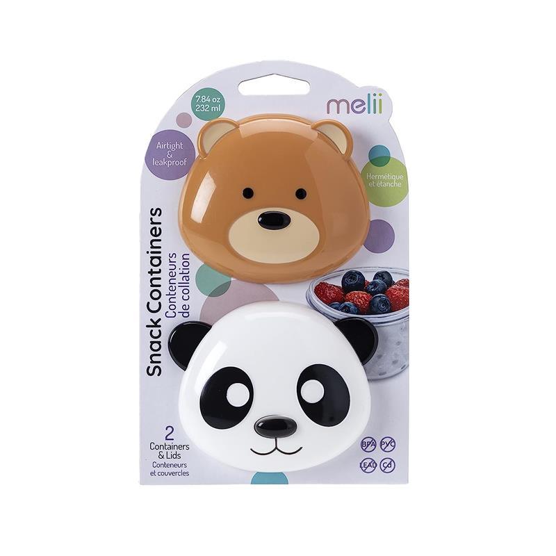 Melii Animal Snack Containers with Lid 2 Pack - Panda & Bear