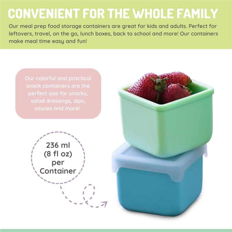 Melii - 2Pk Silicone Snack Container, 236ml/8oz per Container, Blue & Mint Image 6